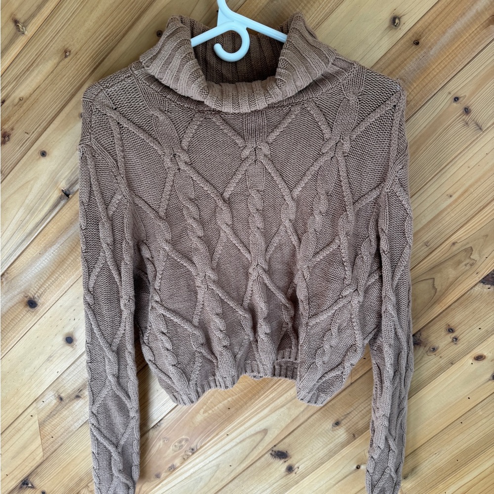 Hollister Brown Cable Knit Turtleneck Sweater
